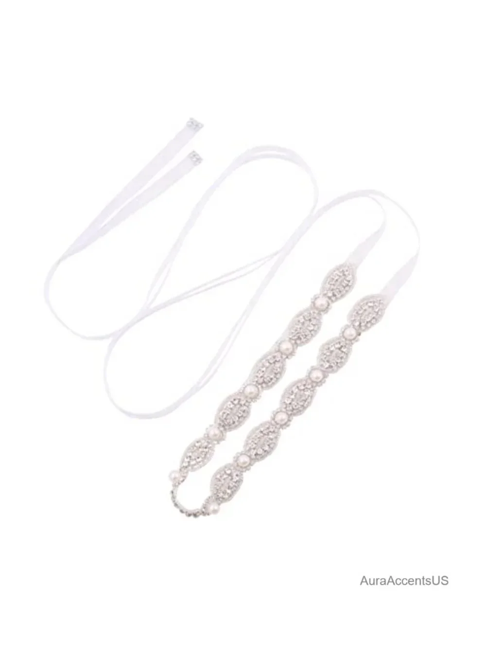 Crystal Bridal Sash Belt with Rhinestones and Pearls, Tulle and Satin, Wedding